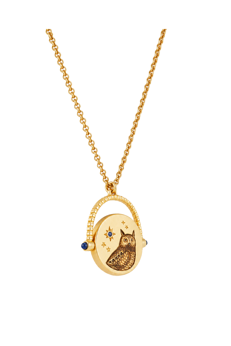 Owl Spinner Necklace, Alternate, color, Gold