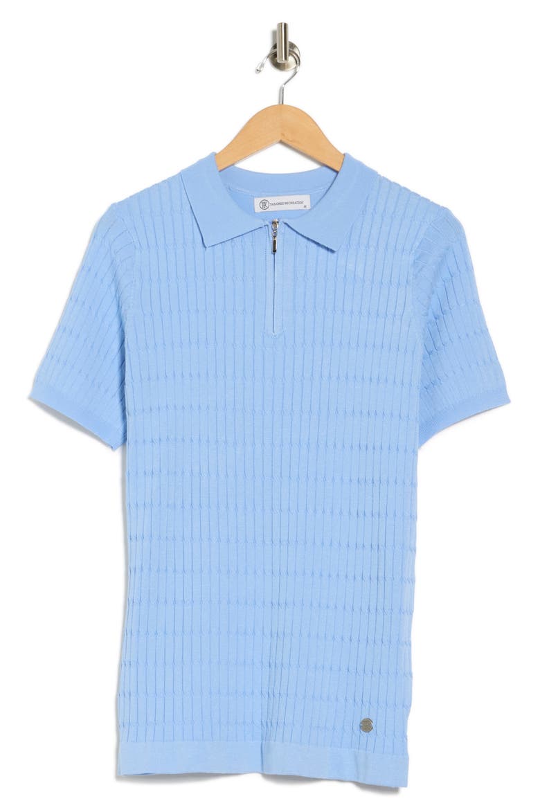 Cable Knit Short Sleeve Half Zip Sweater, Alternate, color, SOFT BLUE