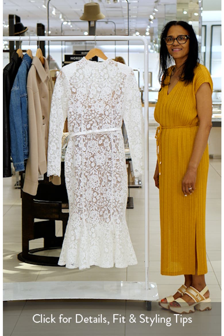 NADINE MERABI Juliette Long Sleeve Lace Cocktail Dress (Women