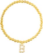 Adornia Faux Pearl Initial Charm Beaded Bracelet