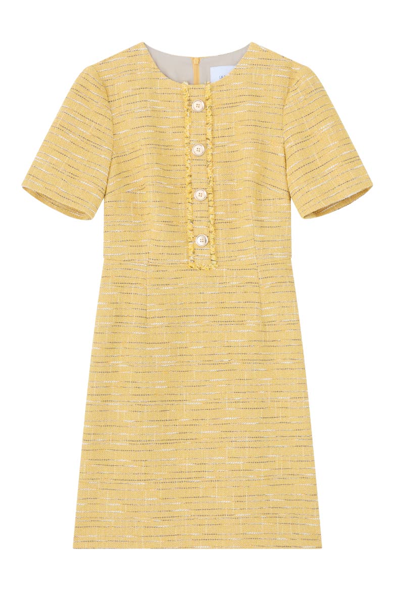 Varley Short Sleeve Tweed Shift Dress, Alternate, color, YELLOW