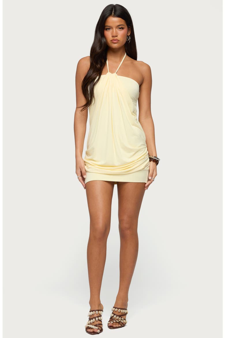 Lugenia Drape Halter Minidress, Alternate, color, YELLOW