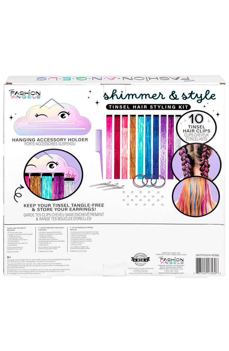 Fashion Angels Tinsel Hair Styling Kit, Shimmer & Style, Fashion Beauty Craft, Alternate, color, Multicolored