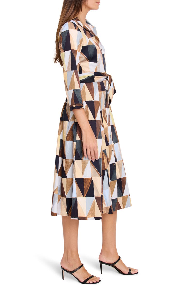 NIC+ZOE Jessie Shadow Play Belted Long Sleeve Stretch Cotton Shirtdress, Alternate, color,