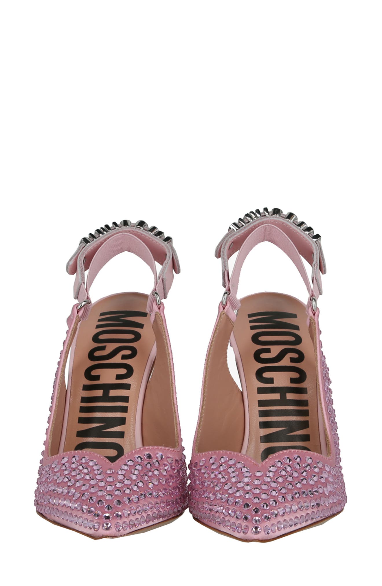 Moschino Satin Crystal Slingback Pump, Alternate, color, Pink