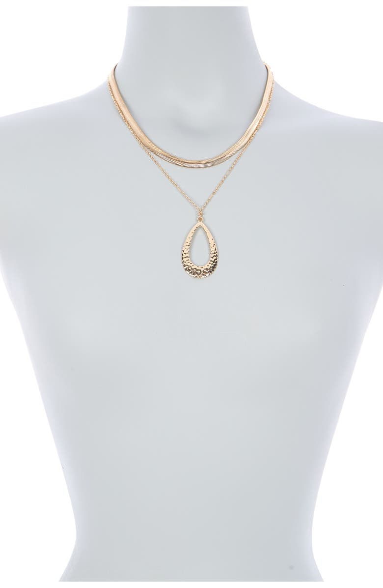 14th & Union Hammered Teardrop & Snake Chain Multi-Layer Necklace, Alternate, color,