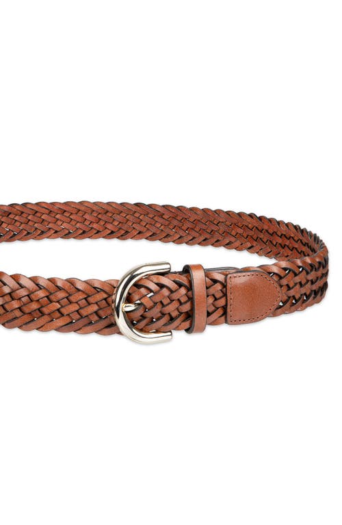Cole Haan Braided Leather Belt In Brown