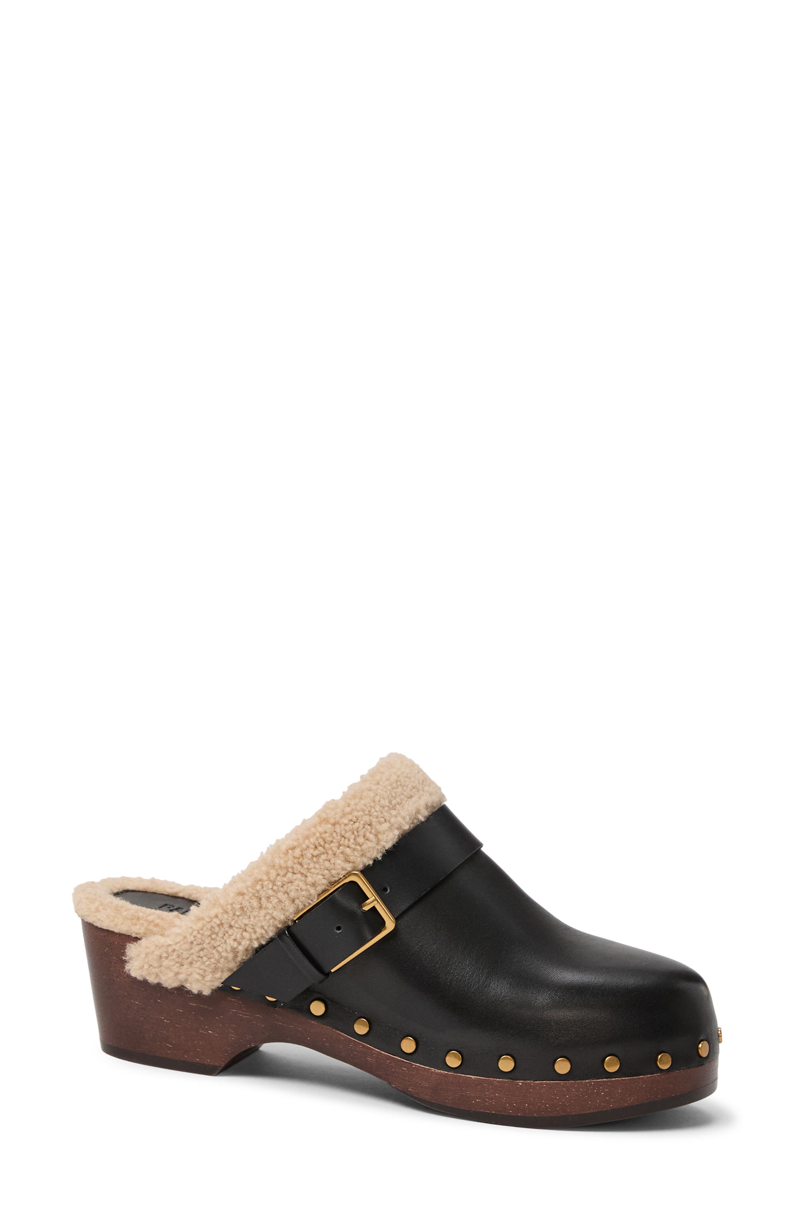 PAIGE Helena Faux Shearling Clog, Main, color, Black