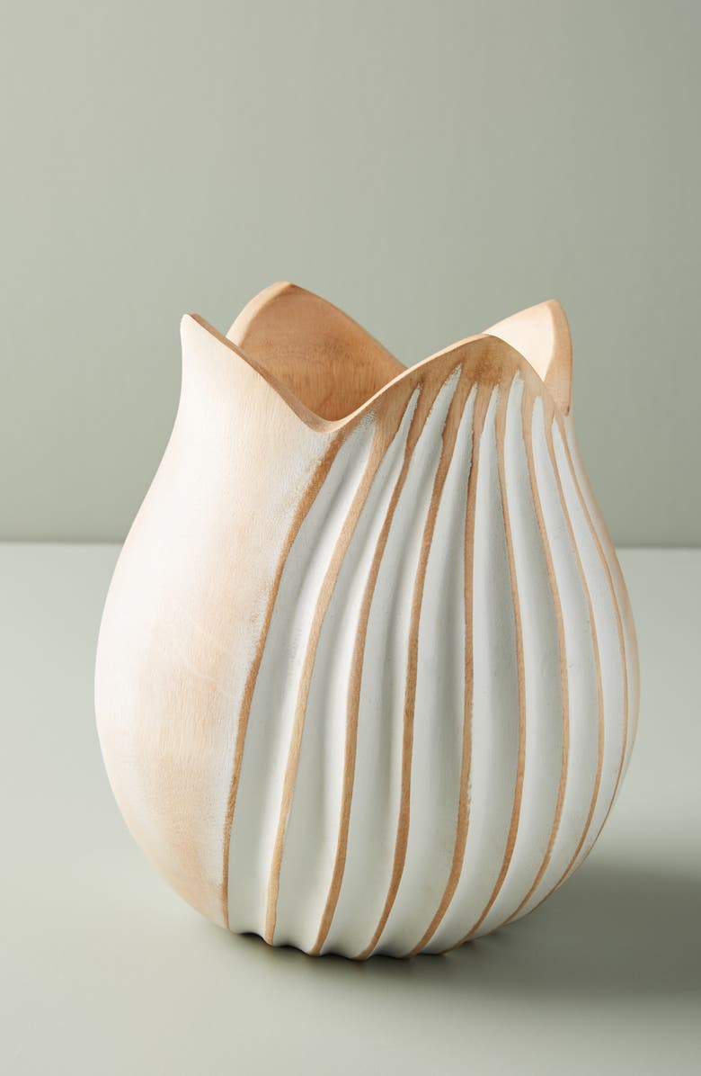 Anthropologie Home Anthropologie Short Lotus Mango Wood Vase, Main, color,