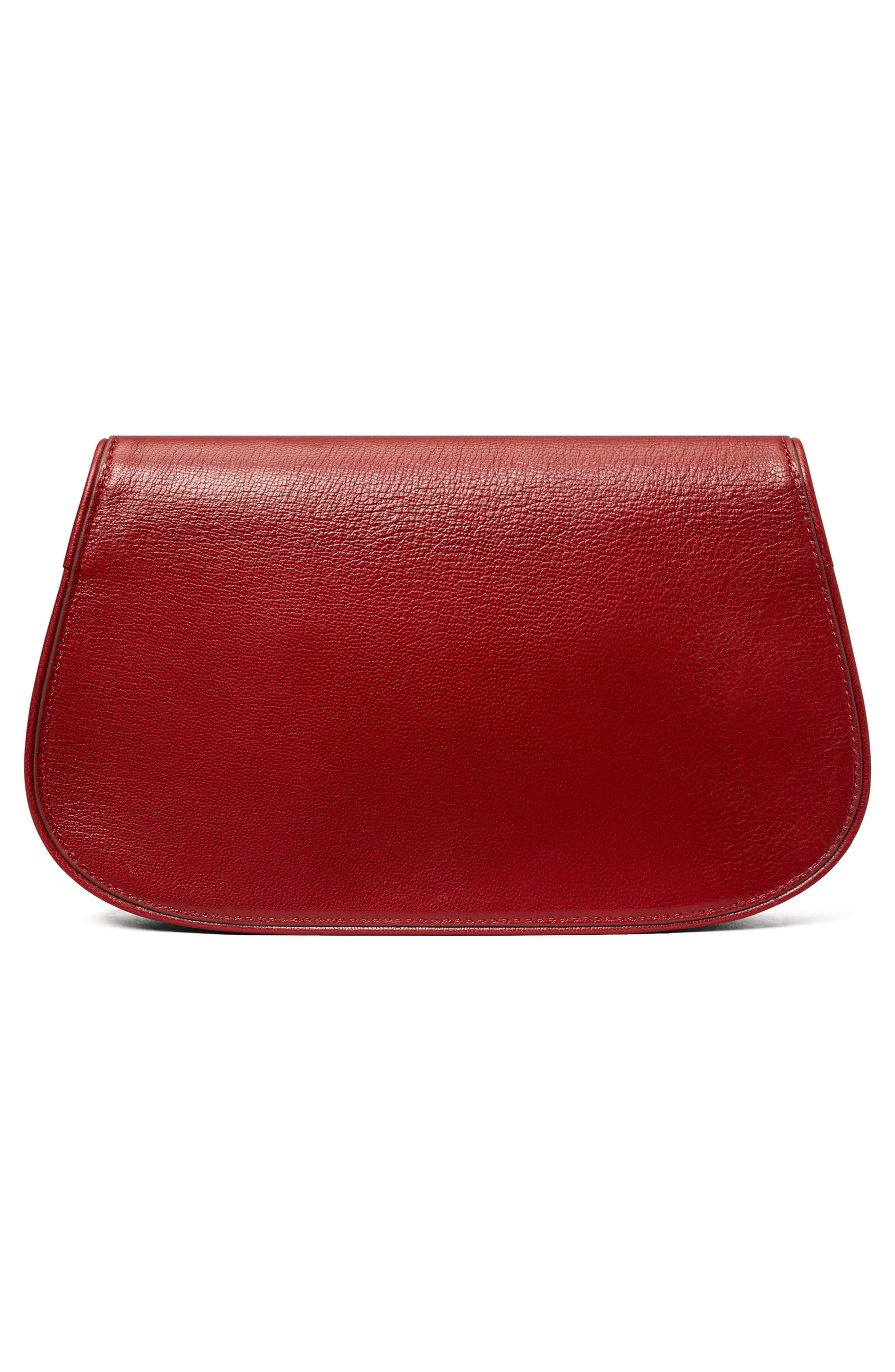 Tory Burch Reva Leather Clutch, Alternate, color, Brick