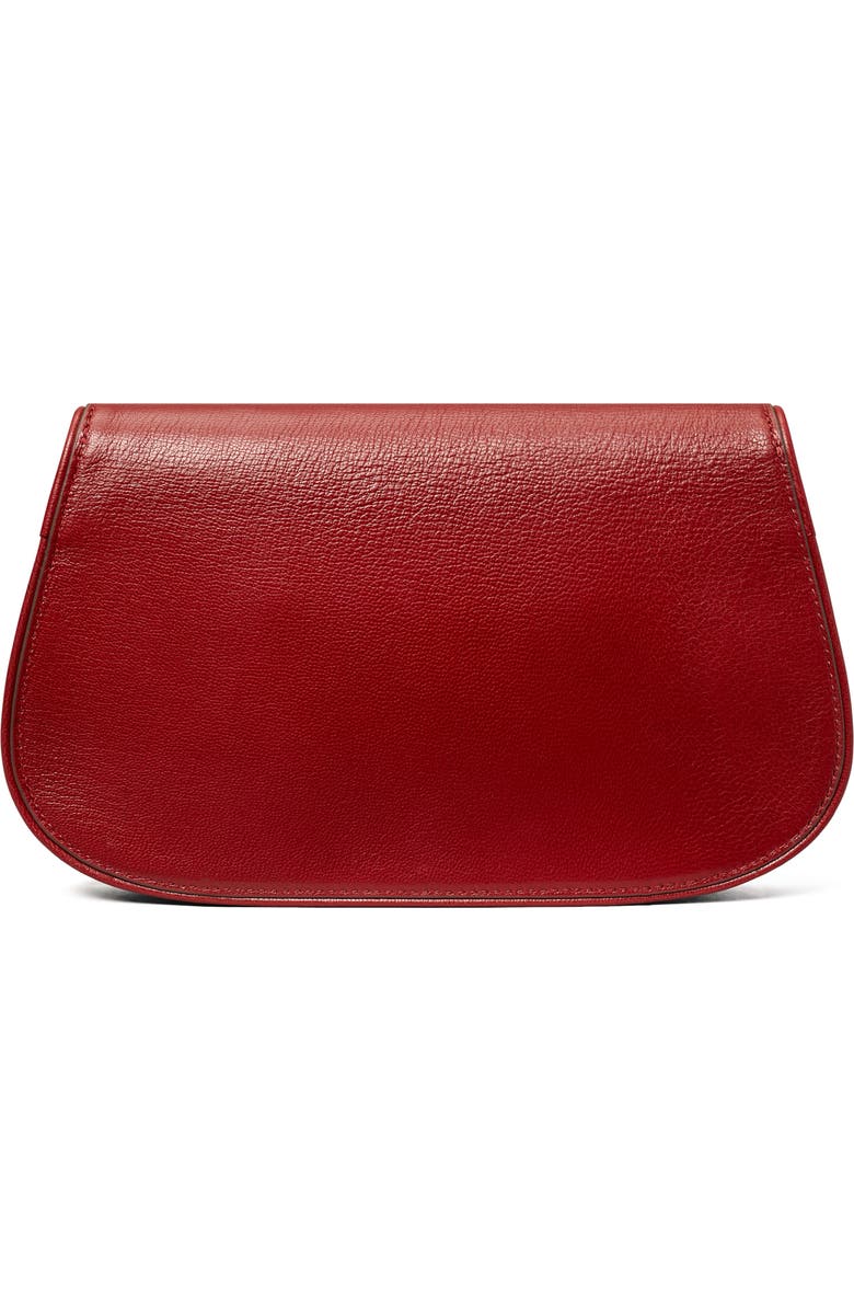 Tory Burch Reva Leather Clutch, Alternate, color, Brick