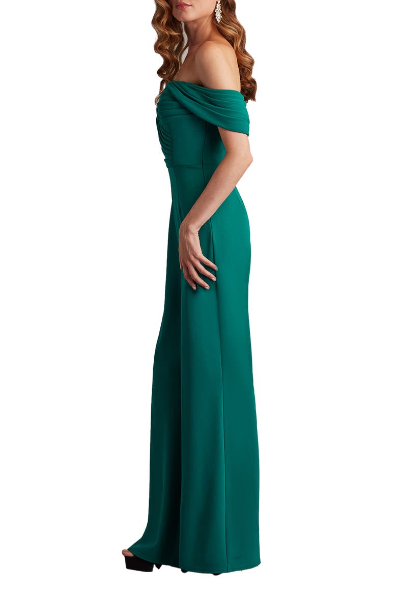 Pleated One-Shoulder Jumpsuit, Alternate, color, EMERALD