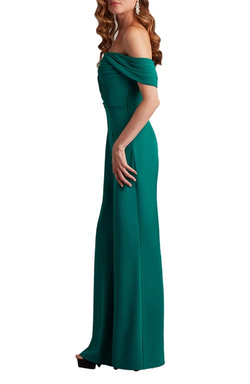 Tadashi Shoji Pleated One-shoulder Jumpsuit In Green