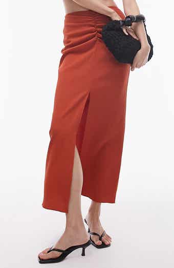 Topshop Ruched Midi Skirt