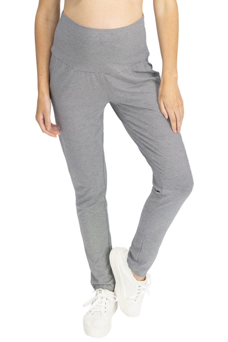 Tapered Casual Maternity Pants, Main, color, FINE NAVY/ WHITE STRIPES