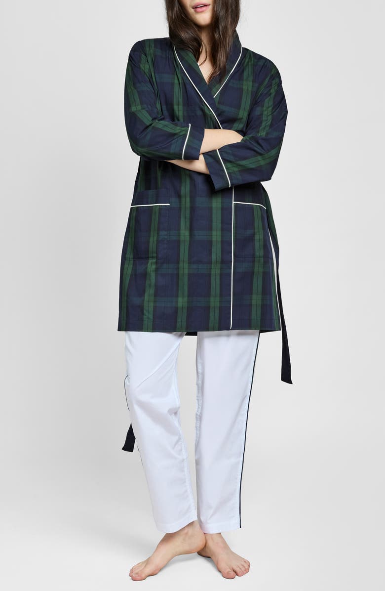 Sleepy Jones Isa Short Robe, Main, color, Blackwatch