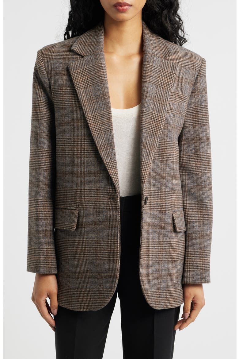 Roma One-Button Blazer, Main, color, BROWN