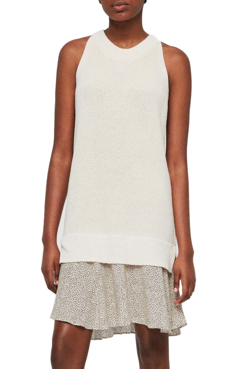 AllSaints Haliki Speckle Layered Sweater Dress, Main, color, 