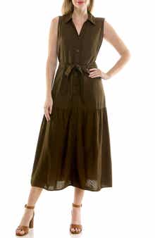 Sleeveless Belted Shirtdress