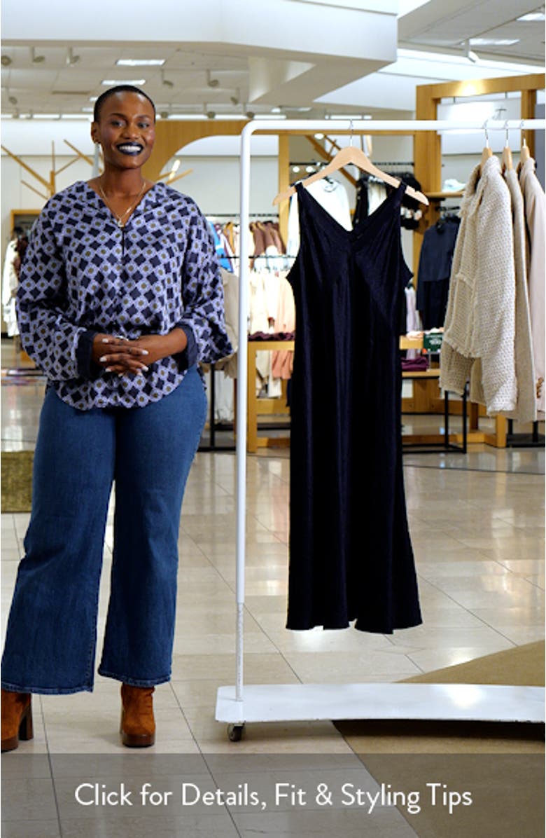 V-Neck Crinkled Satin Midi Dress, sales video thumbnail