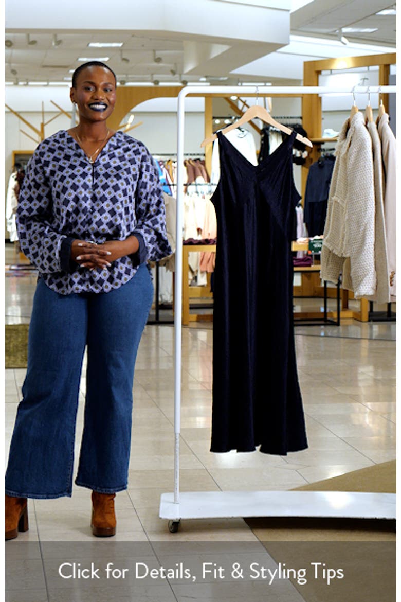 V-Neck Crinkled Satin Midi Dress video