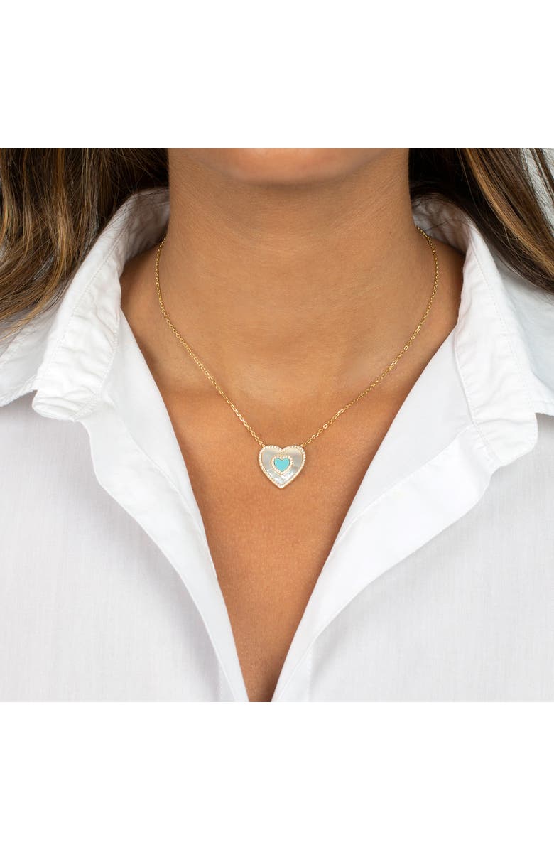 BY ADINA EDEN Double Colored Stone Heart Necklace, Alternate, color,