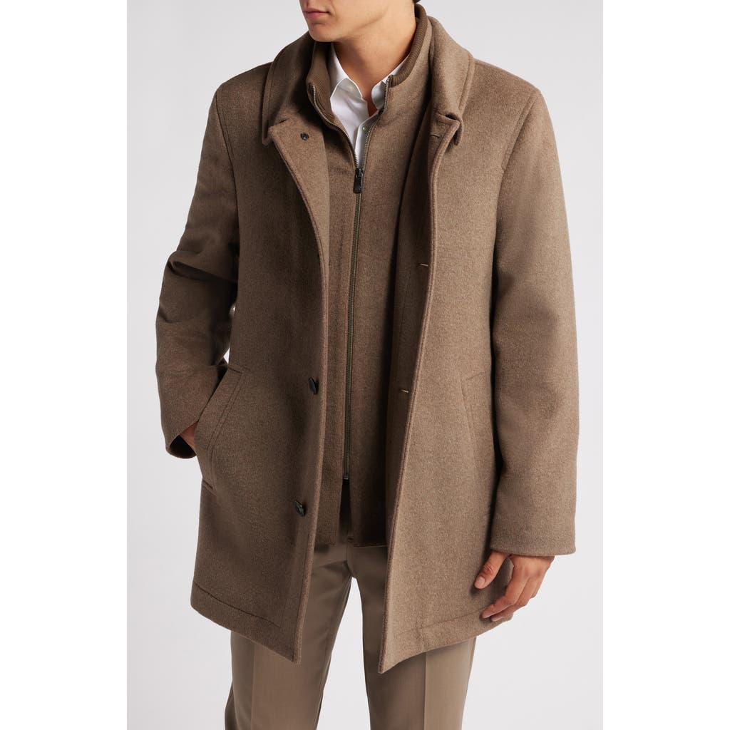 Hart Schaffner Marx Macbeth Wool Blend Coat With Bib In Oatmeal
