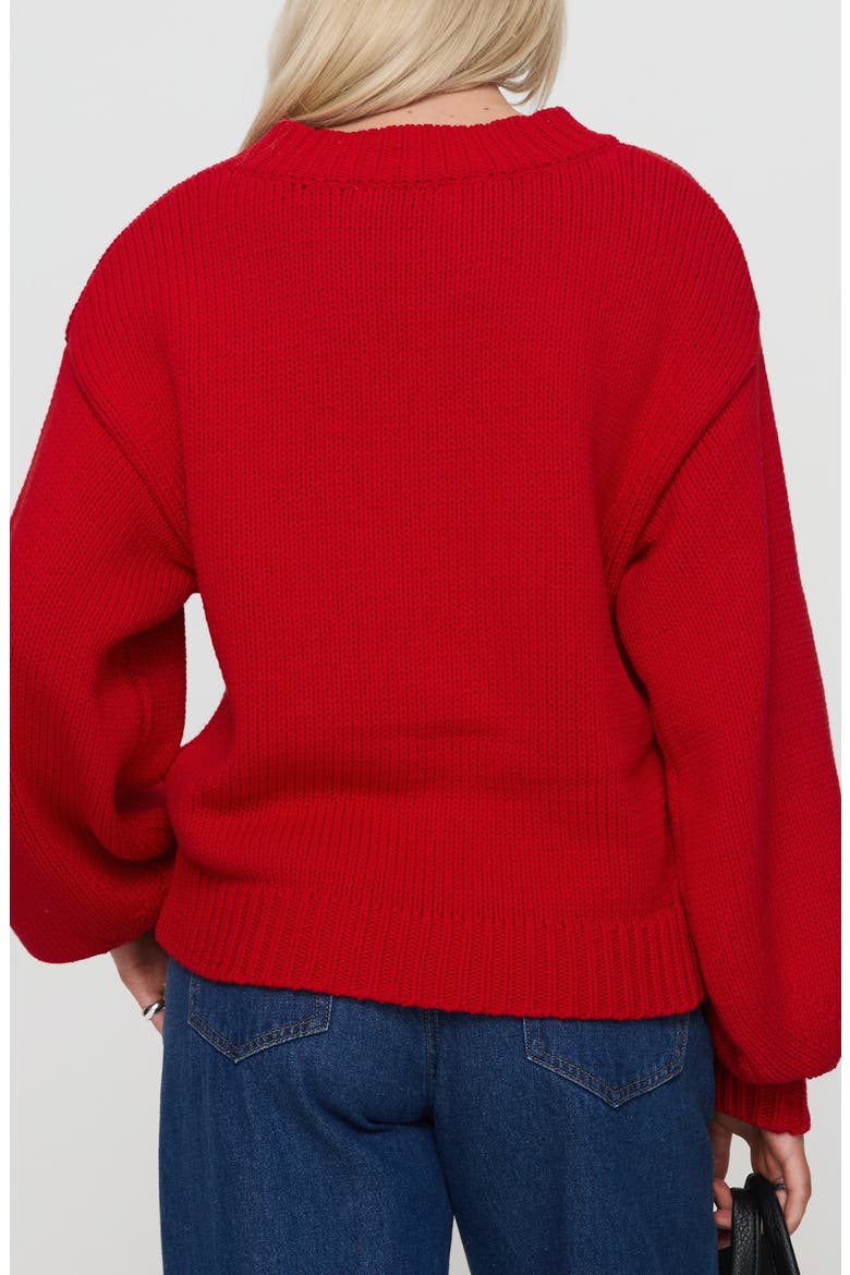 Harmony Balloon Sleeve Sweater, Alternate, color, RED