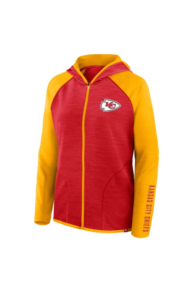 Women's Fanatics Red/Gold Kansas City Chiefs Redzone End Around Pass Raglan Full-Zip Hoodie, Alternate, color, Red