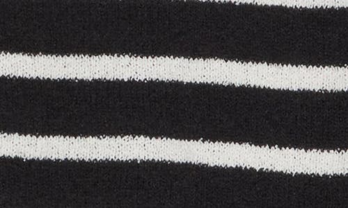 Bobeau Stripe Button Front Crop Cardigan In Black