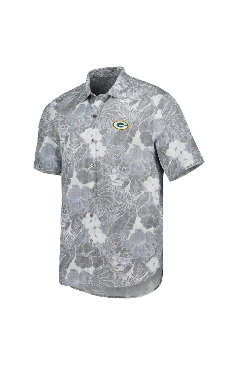 Tommy Bahama Men's Tommy Bahama Gray Green Bay Packers Coconut Point Playa Floral Camp IslandZone Button-Up Shirt, Alternate, color, 