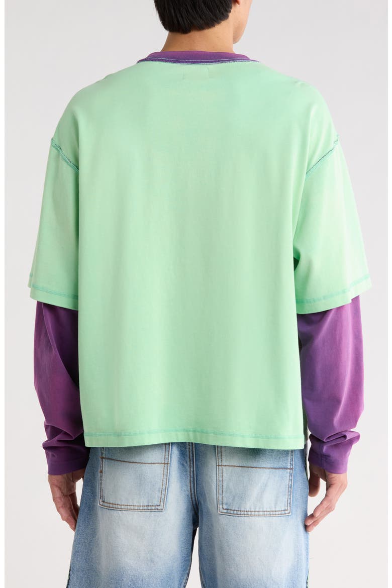 Layered Look Cotton Graphic T-Shirt (Nordstrom Exclusive), Alternate, color, TEAL/PURPLE