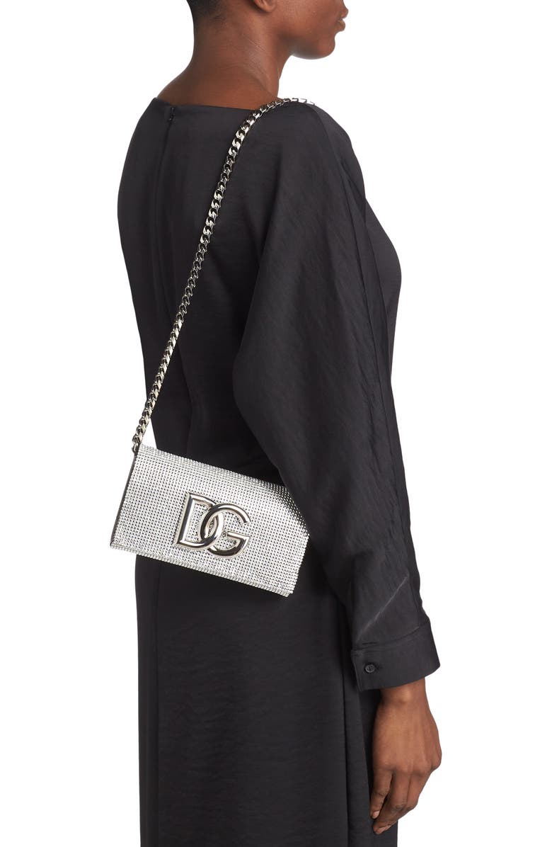 Dolce&Gabbana DG Logo Crystal Mesh Shoulder Bag, Alternate, color,