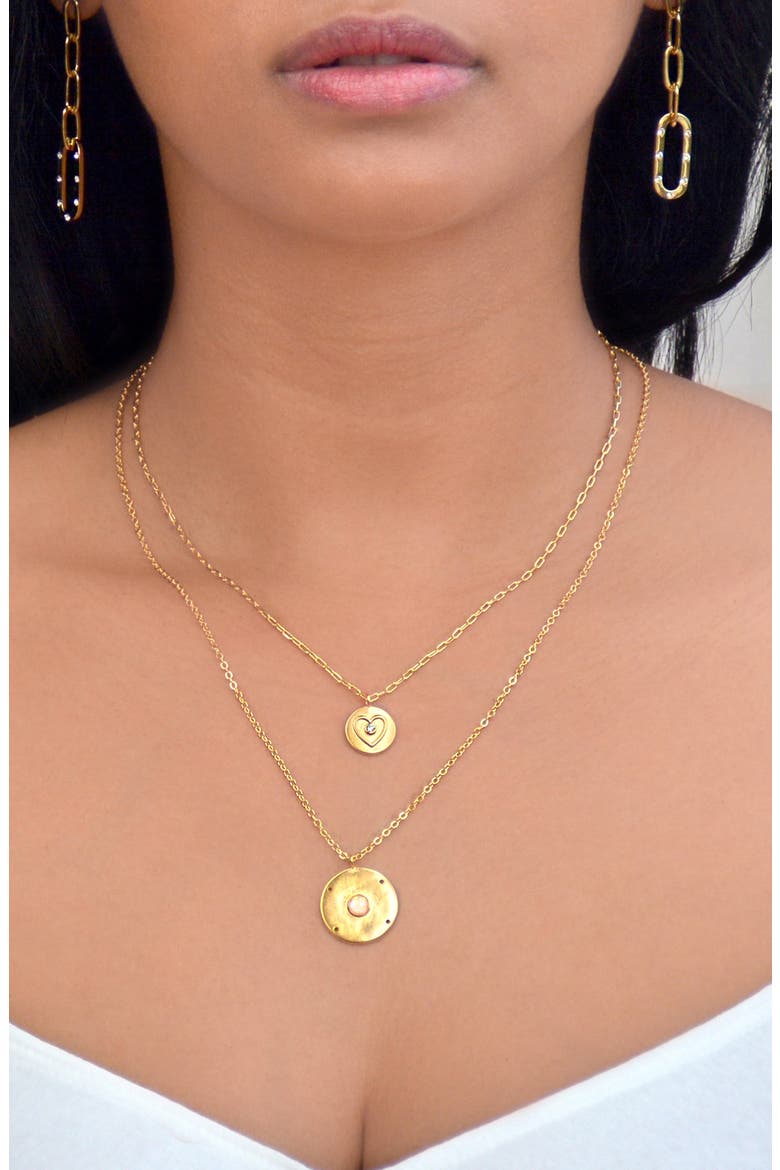 18K Gold Plated Opal Coin Pendant Necklace, Alternate, color, GOLD