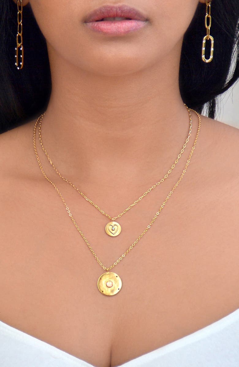 Liza Schwartz 18K Gold Plated Opal Coin Pendant Necklace, Alternate, color,