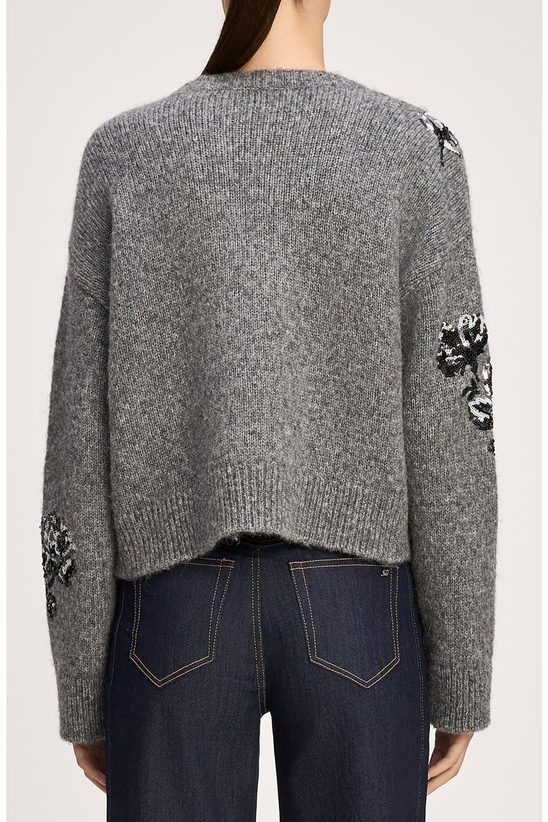 Esmerine Embellished Floral Sweater, Alternate, color, HEATHER GREY/ MU
