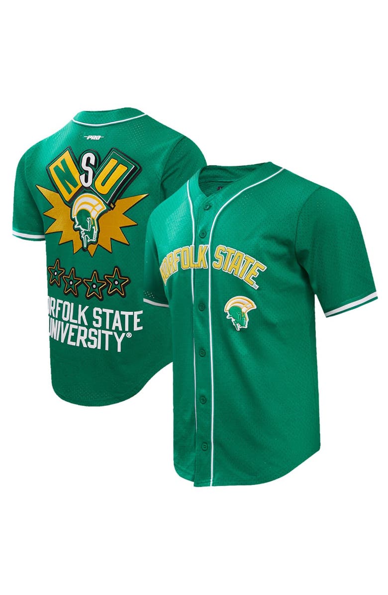 PRO STANDARD Men's Pro Standard Kelly Green Norfolk State Spartans Homecoming Mesh Button-Down Shirt, Main, color, 
