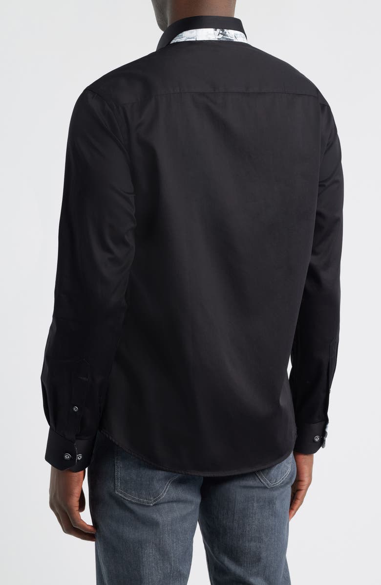 Siragusa Printed Silk Trim Dress Shirt, Alternate, color, Black