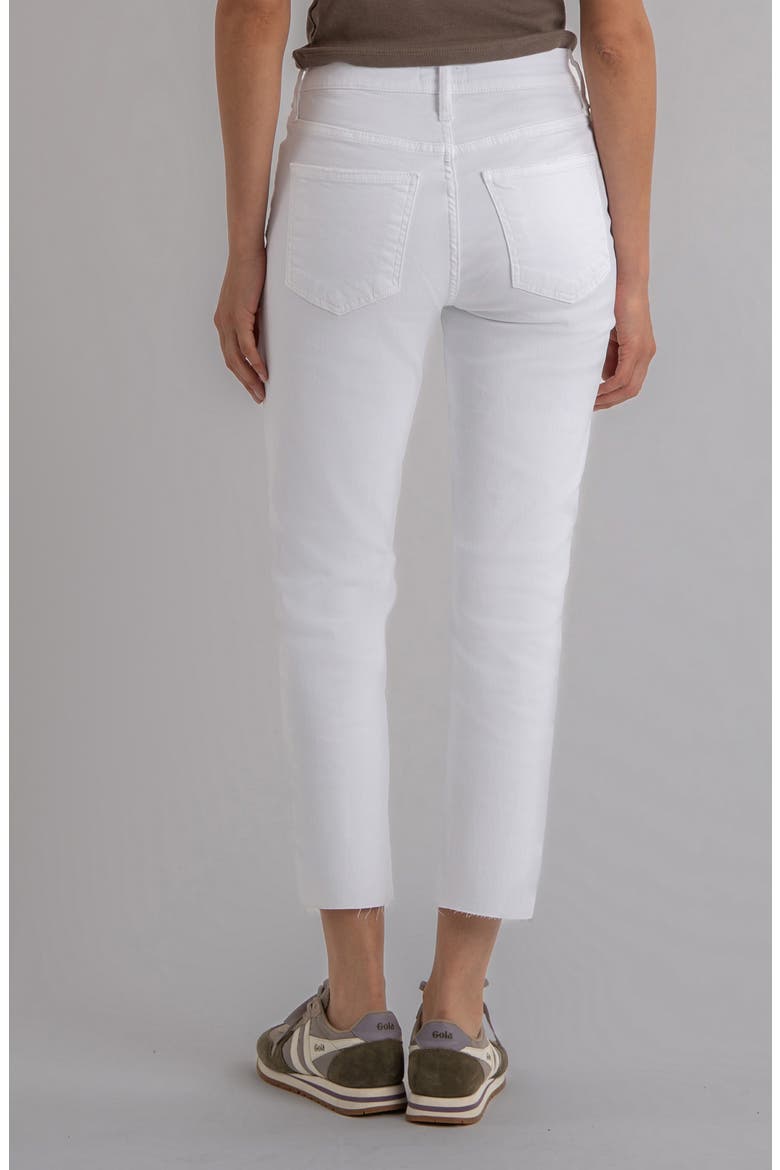 Rachael Fab Ab High Waist Raw Hem Crop Mom Jeans, Alternate, color, OPTIC WHITE
