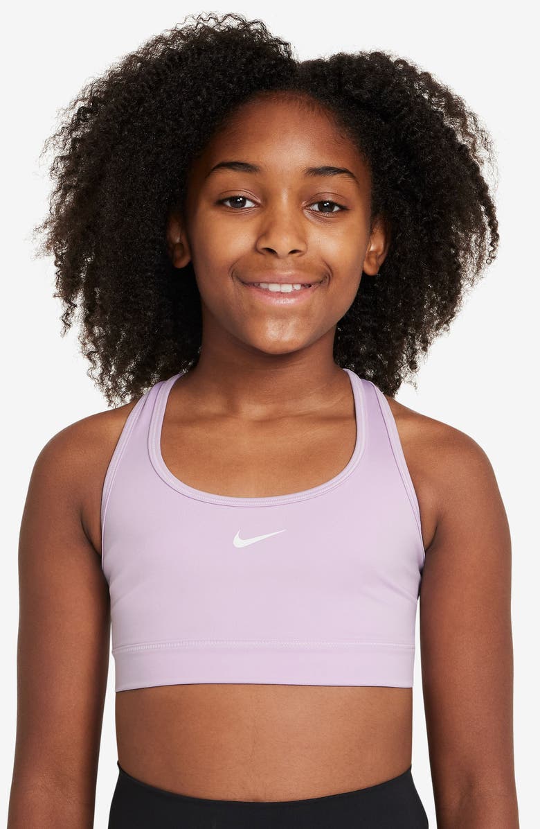 Nike Kids' Dri-FIT Racerback Sports Bra, Main, color, Doll/ White