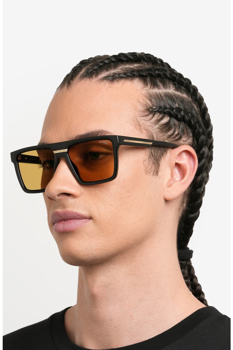 Victory 58mm Rectangular Flat Top Sunglasses, Alternate, color, BLACK YELLOW