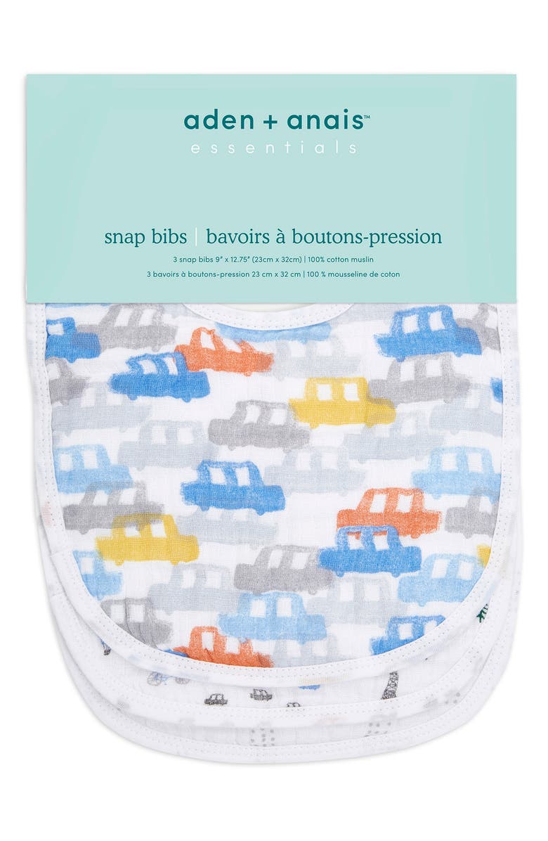 aden + anais ADEN AND ANAIS Cotton Muslin Snap Bibs - Pack of 3, Main, color, 