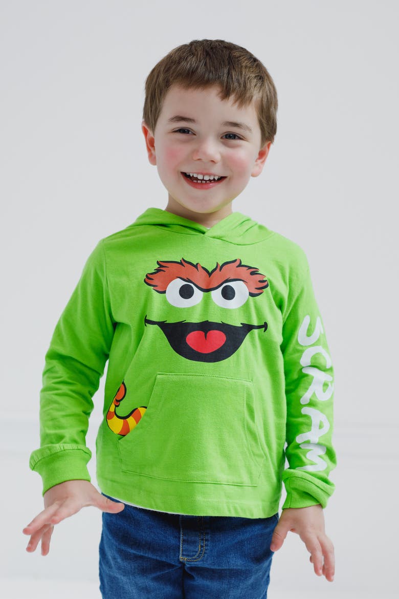 Hooded T-Shirt, Alternate, color, Oscar Grouch Green