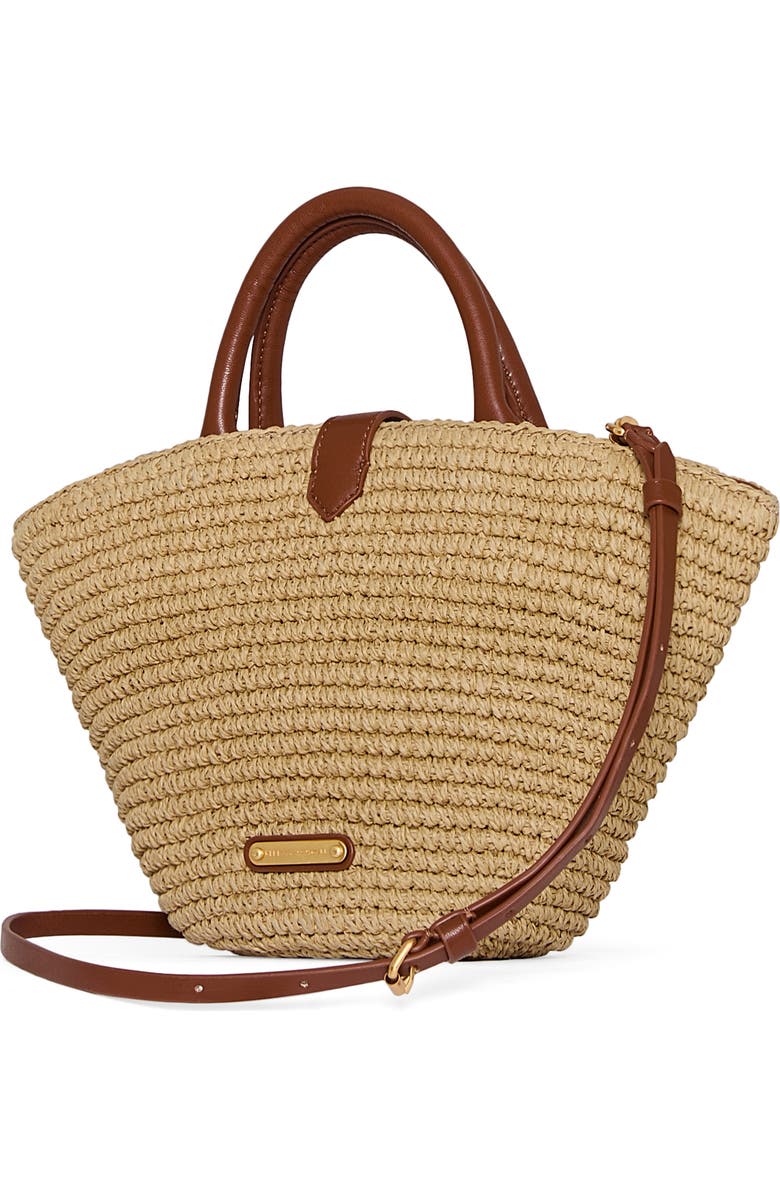 Rebecca Minkoff Mini Megan Woven Fan Tote, Alternate, color, Natural/ Tawny