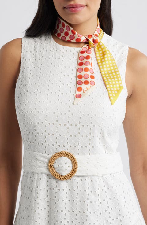 Spot & Dot Silk Satin Ribbon Scarf