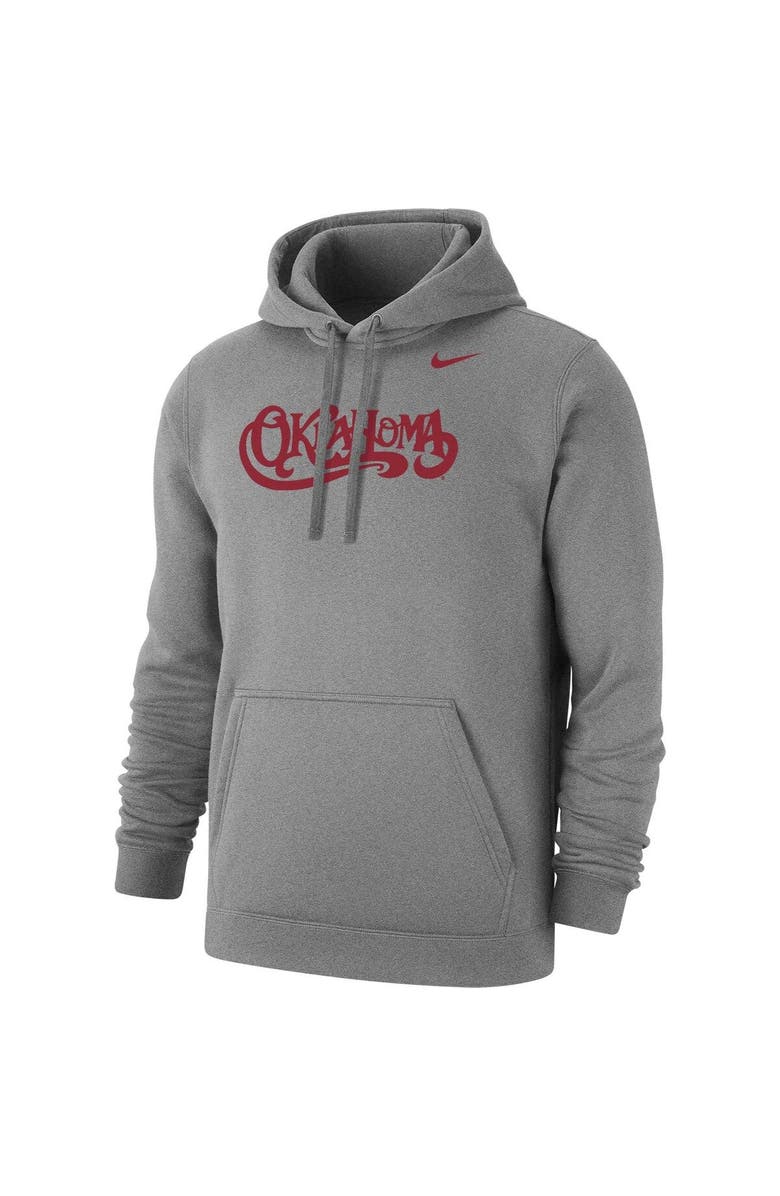Nike Men's Nike Heather Gray Oklahoma Sooners Vintage Script Club Fleece Pullover Hoodie, Main, color, Heather Gray