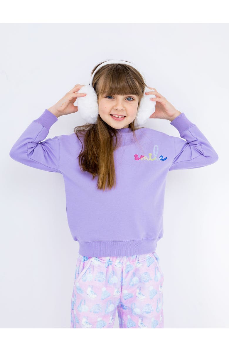 Preppy Goose Smile Embroidered Sweatshirt, Main, color, Lavender