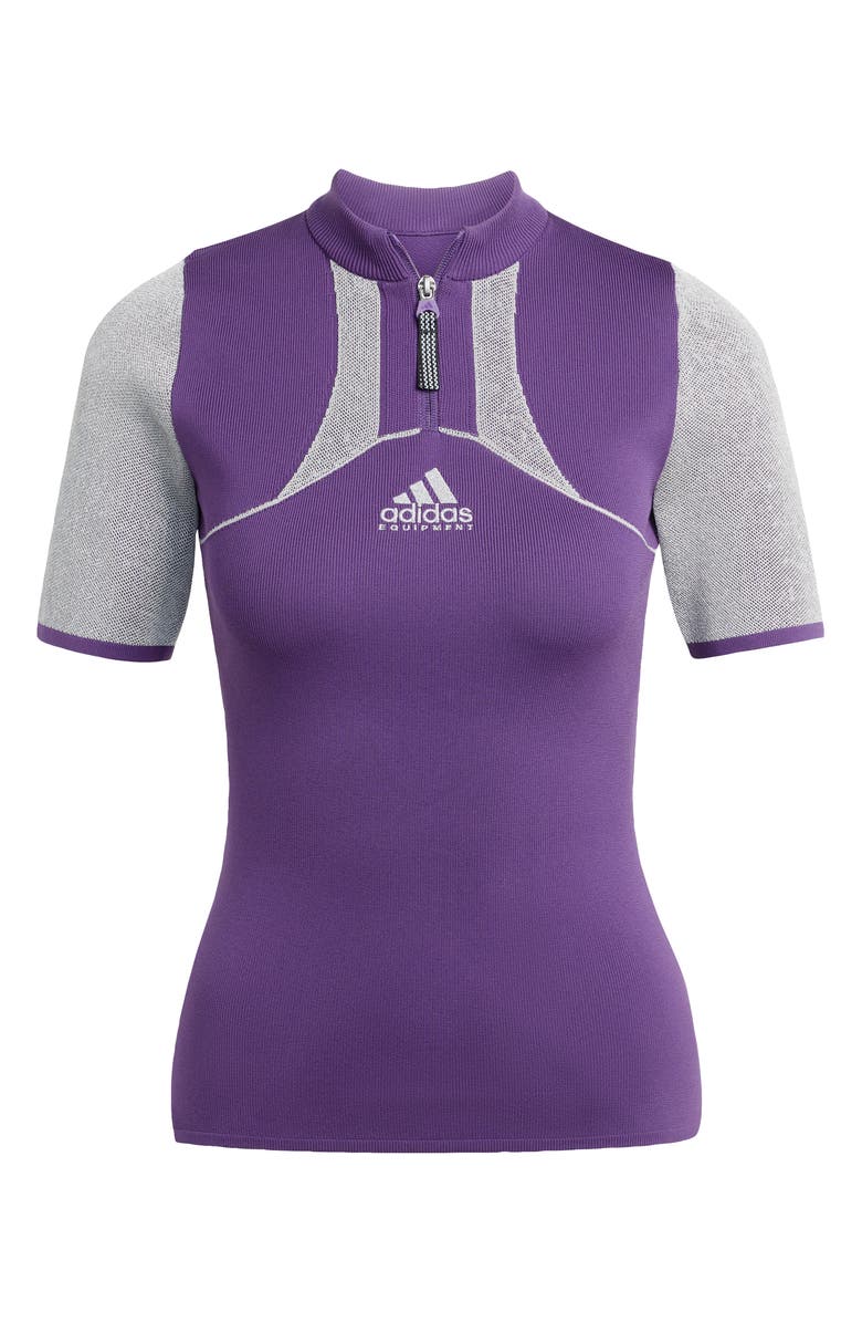 adidas EQT Short Sleeve Quarter Zip Top, Alternate, color, Violet