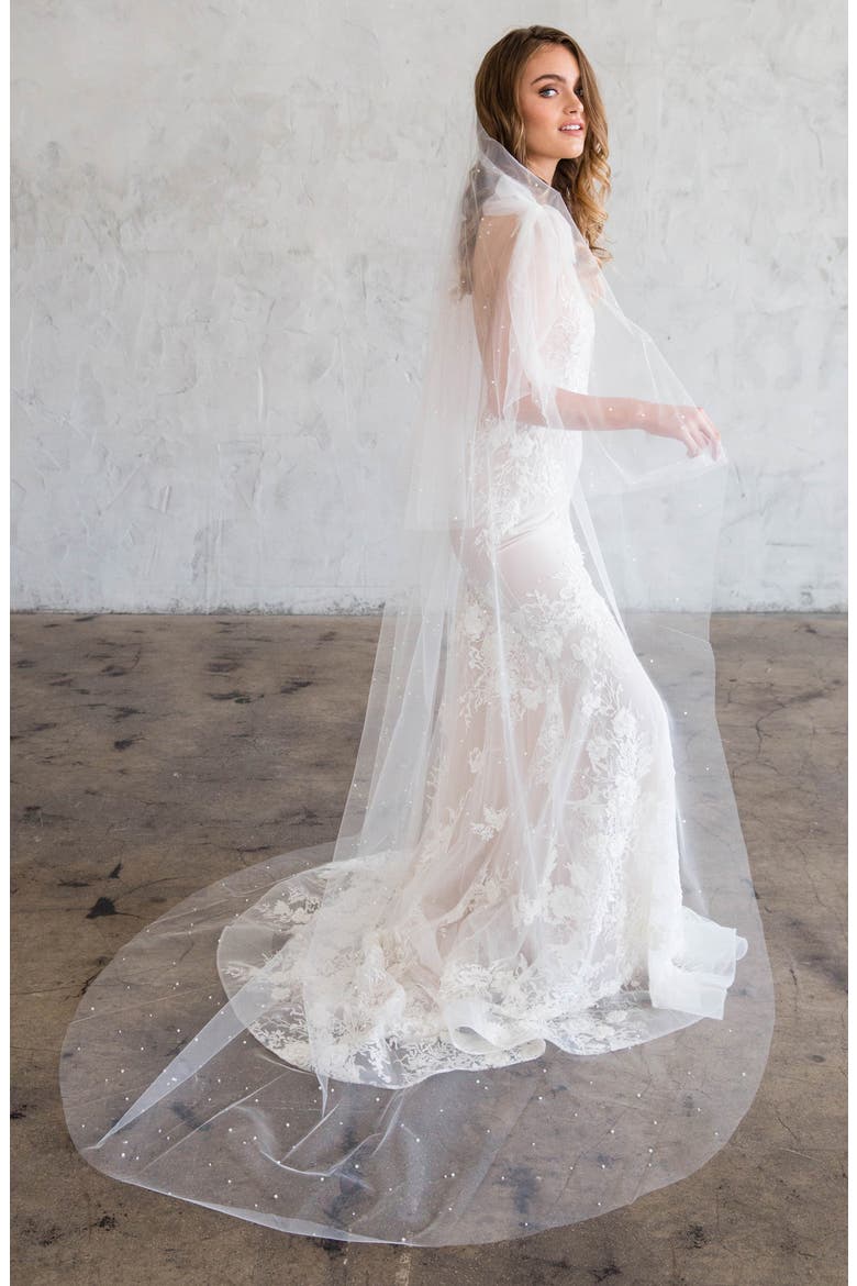 Darcy Imitation Pearl Chapel Veil, Main, color, IVORY