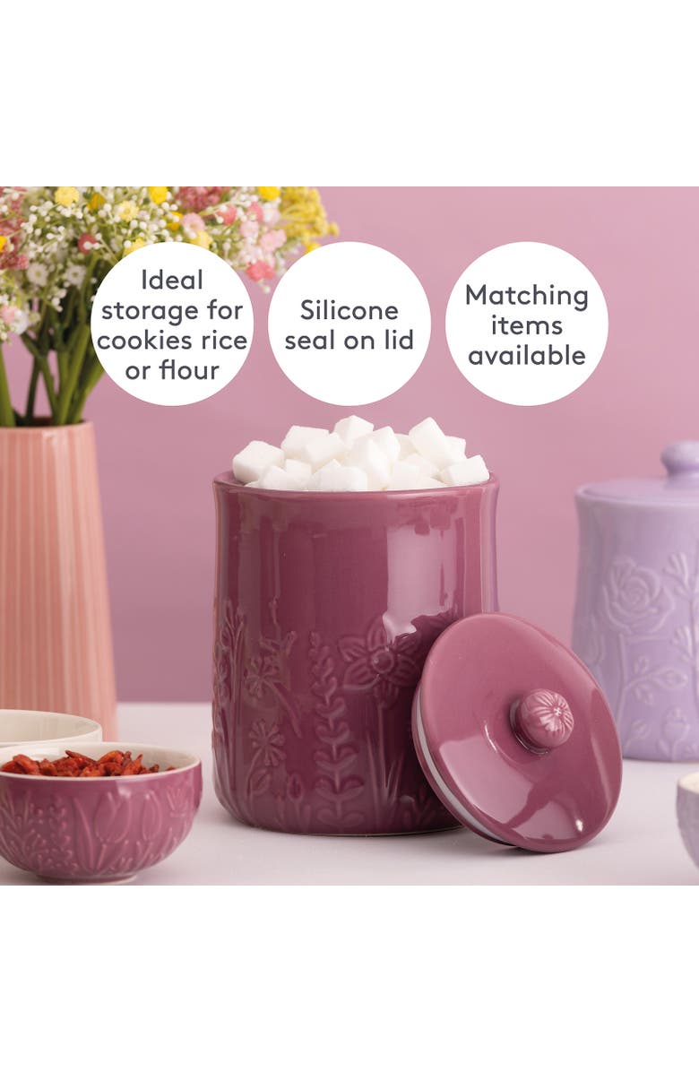 MASON CASH In The Meadow Medium Storage Crock, 7" x 5", Alternate, color, Purple